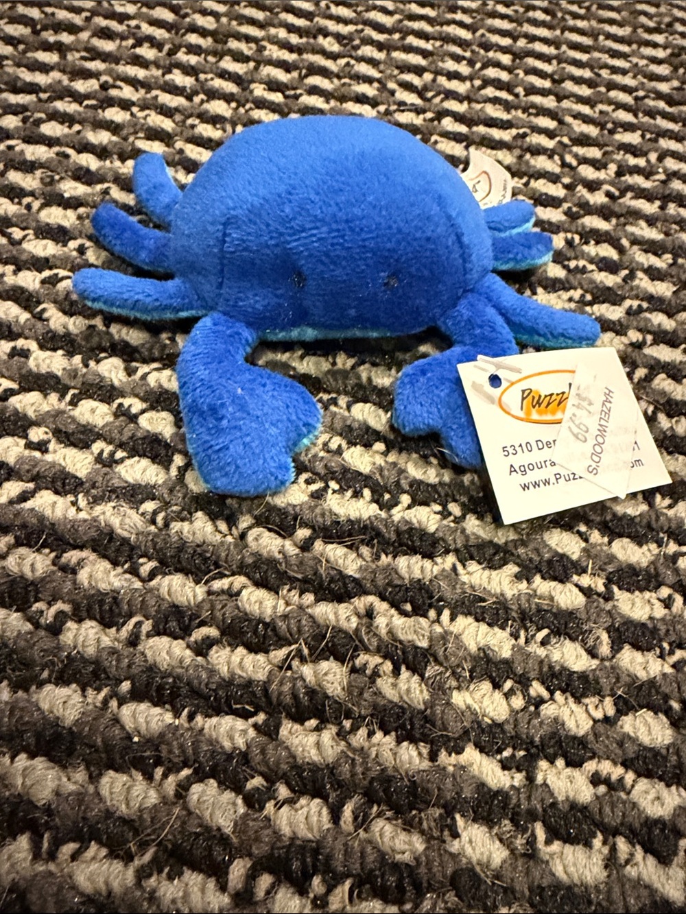 Blue Plush Crab Toy with Tag